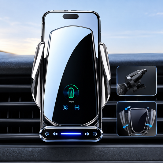 Auto-Clamping Car Phone Mount with Wireless Charging
